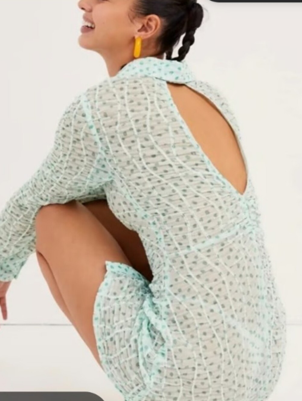 For Love And Lemons Drea Sheer Shirt Dress Open Back